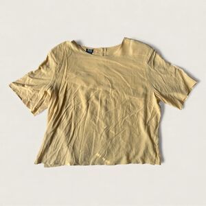 Vintage Morgan Taylor Studio Silk Top 2X Yellow Blouse 100% Silk Plus Size